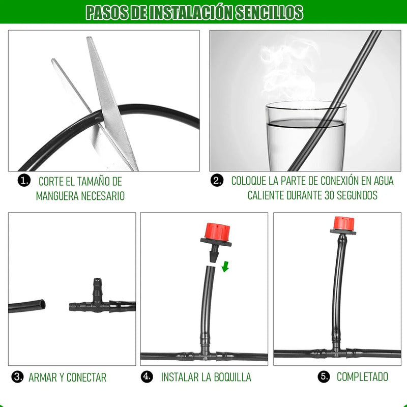 Kit Riego Jardín Okshop Aspersores Automáticos 20m Pvc 62 Piezas