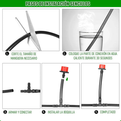 Kit Riego Jardín Okshop Aspersores Automáticos 20m Pvc 62 Piezas