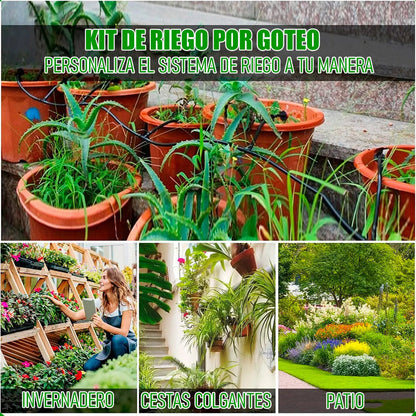Kit Riego Jardín Okshop Aspersores Automáticos 20m Pvc 62 Piezas
