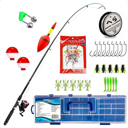 Kit De Pesca Con Caña Telescópica De 1.6 M, Fibra De Vidrio Y Accesorios