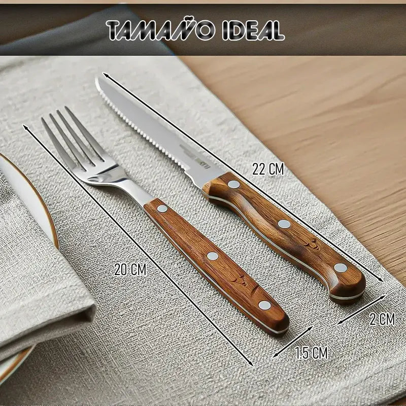 Set De Cuchilleria Set Cuchillos Y Tenedores Wayu Cubiertos Madera Acacia Okshop Juego De Cuchillos Y Tenedores Con Mango De Madera Cubiertos Inoxidables Juego De Cuchilleria Set Servicio