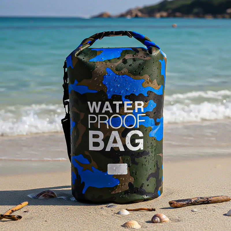 Bolso Seco Impermeable Mochila Camping 15 Litros Waterproof Camuflaje-azul