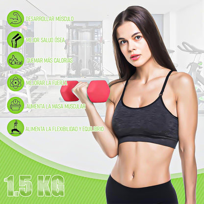 Mancuerna Hexagonal 1.5 Kg Set Mancuernas Pesa Hexagonal Verde