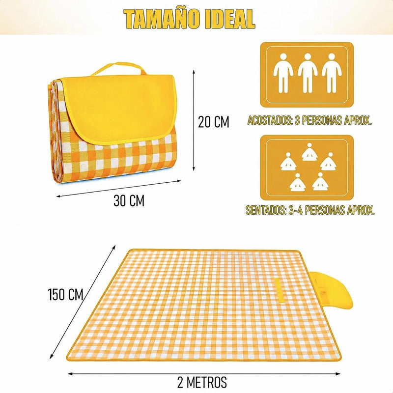 Manta Plegable Picnic Alfombra Camping Manta Picnic 150x200 Amarillo