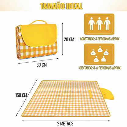 Manta Plegable Picnic Alfombra Camping Manta Picnic 150x200 Amarillo
