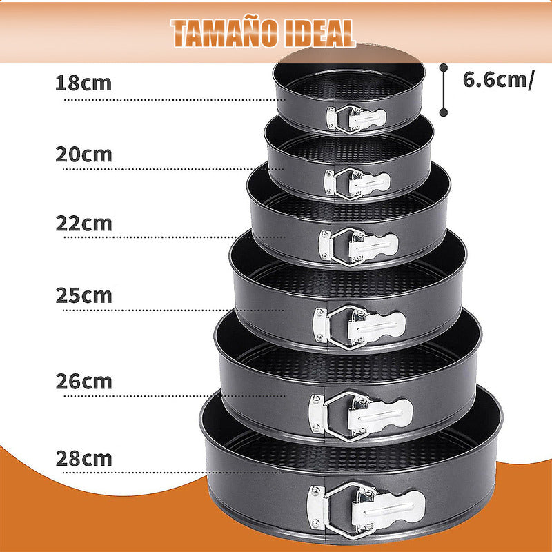 Moldes Para Tortas Redondos Pack 6 Moldes Desmontables Molde Gris