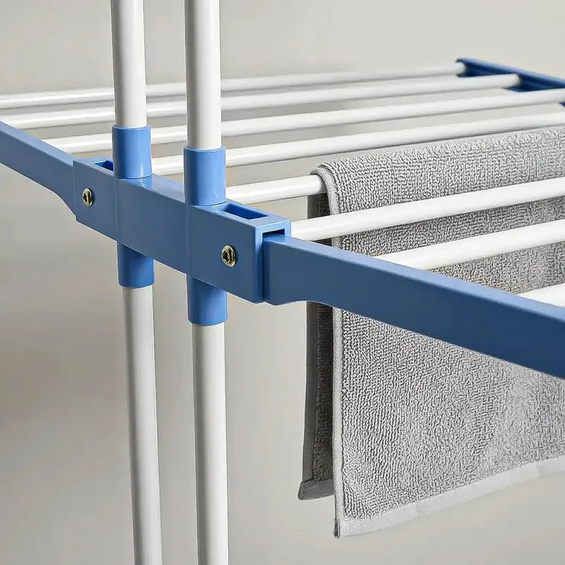 Tendedero Okshop Vertical Plegable Con Ruedas Y 3 Niveles, Para Secar Ropa Blanco