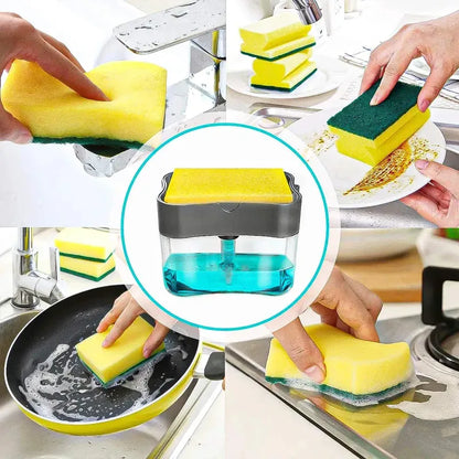 Dispensador De Jabón Para Cocina Con Esponja Gris  Okshop