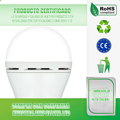 X5 Ampolleta Recargable Led 12w Ampolletas De Emergencia E27 Blanco Frío