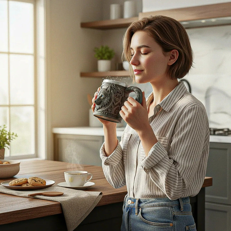 Taza Grande Taza Lobo Game Of Throne Tazon Mug Acero Inoxida A28