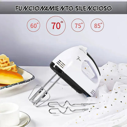 Batidora De Mano Eléctrica Okshop Con 7 Velocidades Y 260 W Para Amasar Y Batir Blanco