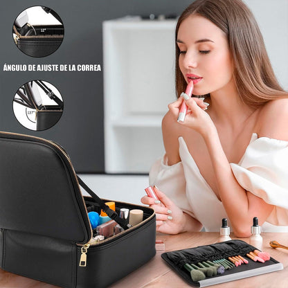 Cosmetiquero Con Espejo Organizador Led Cosmeticos Maleta