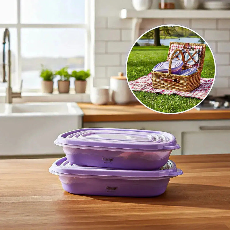 Taper Keep Tupper Plastico Contenedor De Alimentos 950 Ml Lila Set 3 Contenedores Keep Herméticos Apilables 950ml Tupper Hermetico Contenedor De Alimentos Tapper Colacion Tupper Plastico Taper Keep