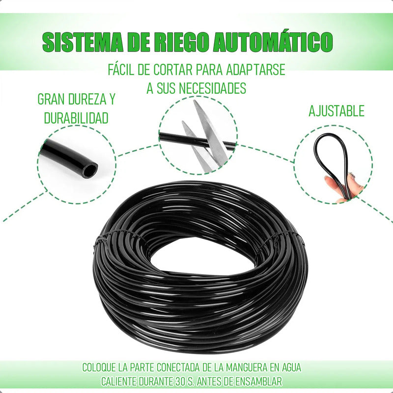 Kit Riego Jardín Okshop Aspersores Automáticos 20m Pvc 62 Piezas