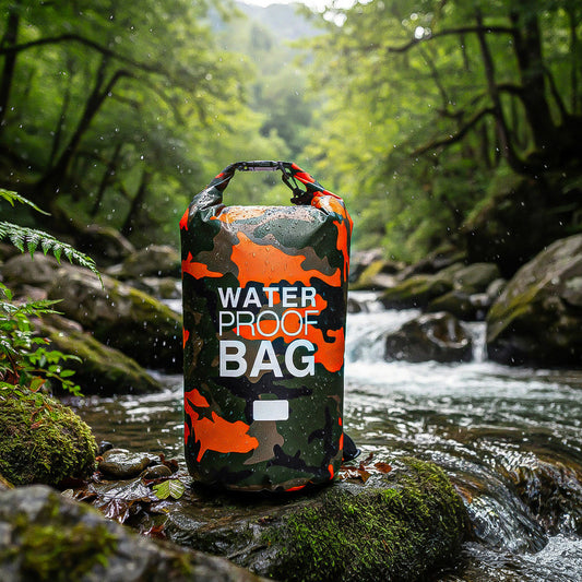Bolso Seco Impermeable Mochila Camping 15 Litros Waterproof Camuflaje-naranja