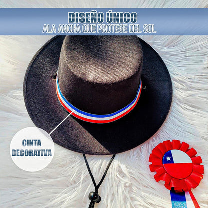 Sombrero Huaso Chile Sombrero Fiestas Patrias Chile Sombrero Negro Única