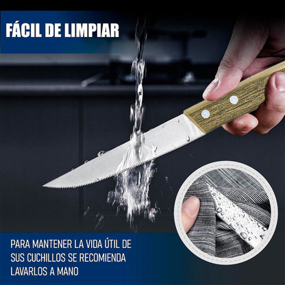Set De Cuchillos Cuchillo Para Carne Set 4 Cuchillos Steak Madera