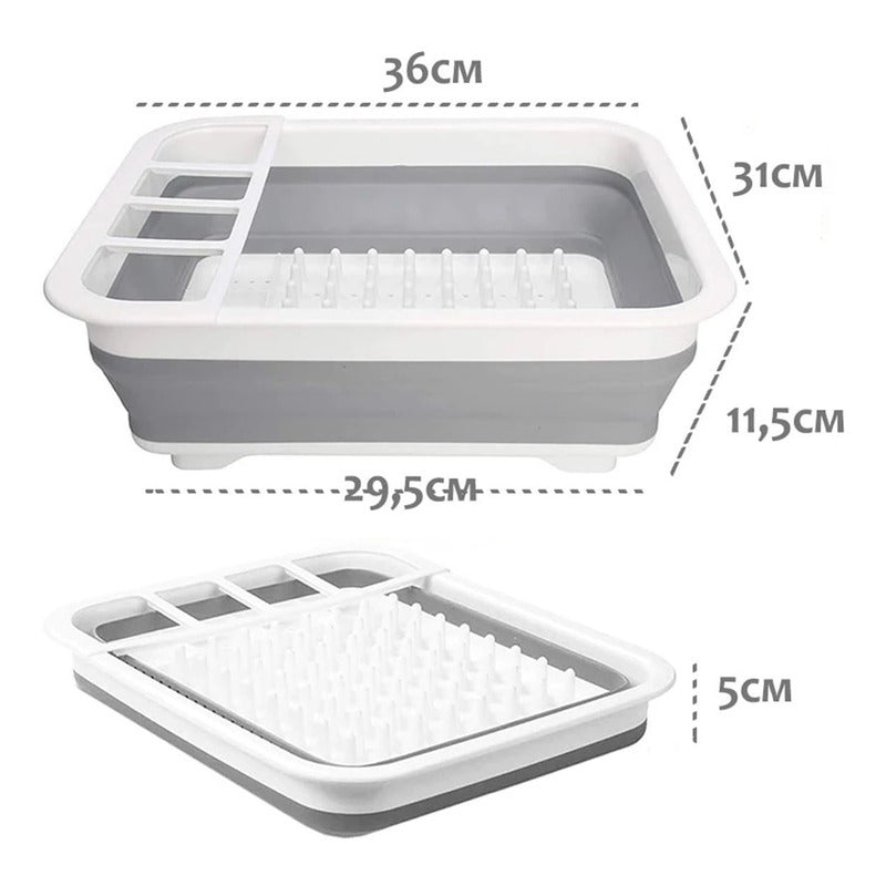 Escurridor De Loza Secador De Platos Plegable Estante Loza Gris