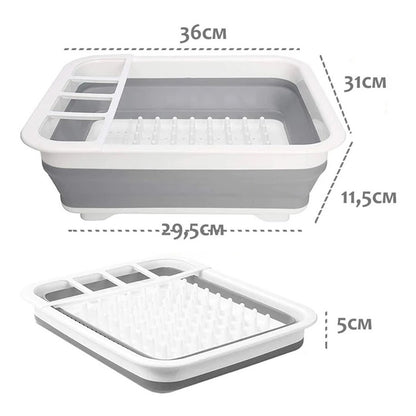 Escurridor De Loza Secador De Platos Plegable Estante Loza Gris