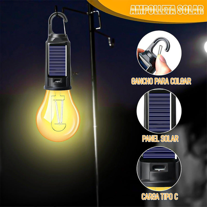 Ampolleta Solar Pack 2 Ampolleta De Emergencia Ampolleta 15w Cálida