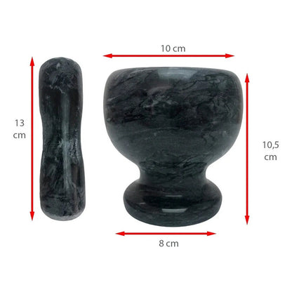 Mortero De Granito Con Pilón De Mármol Para Cocina - Okshop Gris Oscuro
