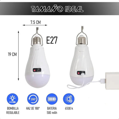 Ampolletas Recargables Ampolleta Led 20w Ampolleta Emergenci Blanco Frío