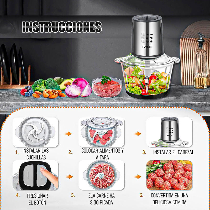 Procesador De Alimentos Picadora Procesadora Alimento Carne Negro/gris