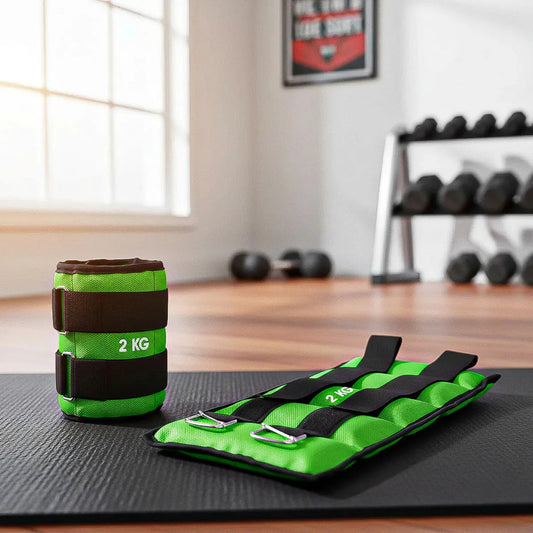 Pesas Para Tobillo Y Muñeca Arcashopping De 4 Kg, Set Con Velcro Y Neopreno Verde