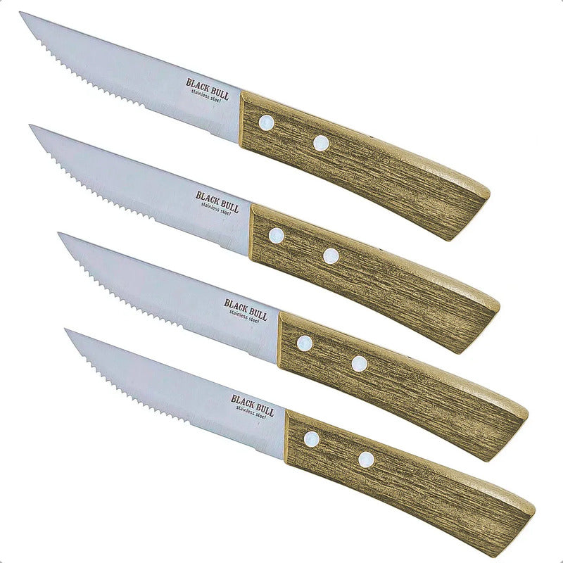 Set De Cuchillos Cuchillo Para Carne Set 4 Cuchillos Steak Juego De Cuchillos Carnes Acero Inoxidable Clasico Cuchillos Mango Madera 22,5cm Cuchillo Chef Aluminio Set Cuchillos 4 Piezas Okshop