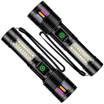 Linterna Recargable Linterna Led Pack 2 Linterna Tactica Led Blanco/rojo Negro