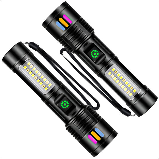 Linterna Recargable Linterna Led Pack 2 Linterna Tactica Led Blanco/rojo Negro