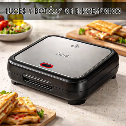 Sandwichera Eléctrica Asador Okshop Con Superficie Antiadherente De 750w Para 2 Sándwiches Negro