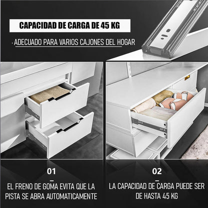 Pack X2 Corredera Telescópica Riel Para Cajones Riel 30 Cm Gris