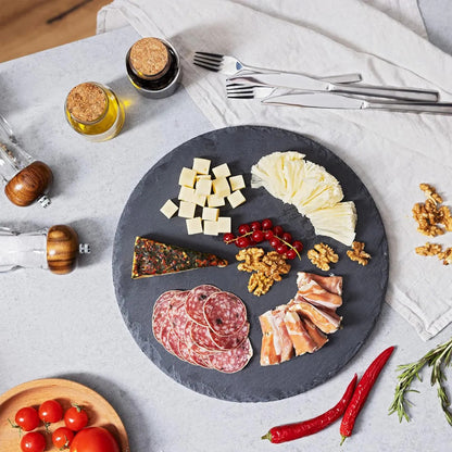 Plato Giratorio Wayu De Piedra Pizarra Negro Y 33 Cm