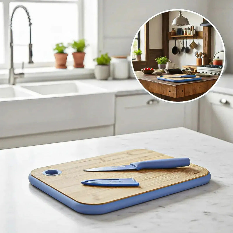 Tabla Para Picar Tablas Picar+cuchillo Tabla Bambu Keep 26cm Okshop Tablas Picar Tablas De Picar Tabla Y Cuhillo Keep... Azul Madera Bamboo