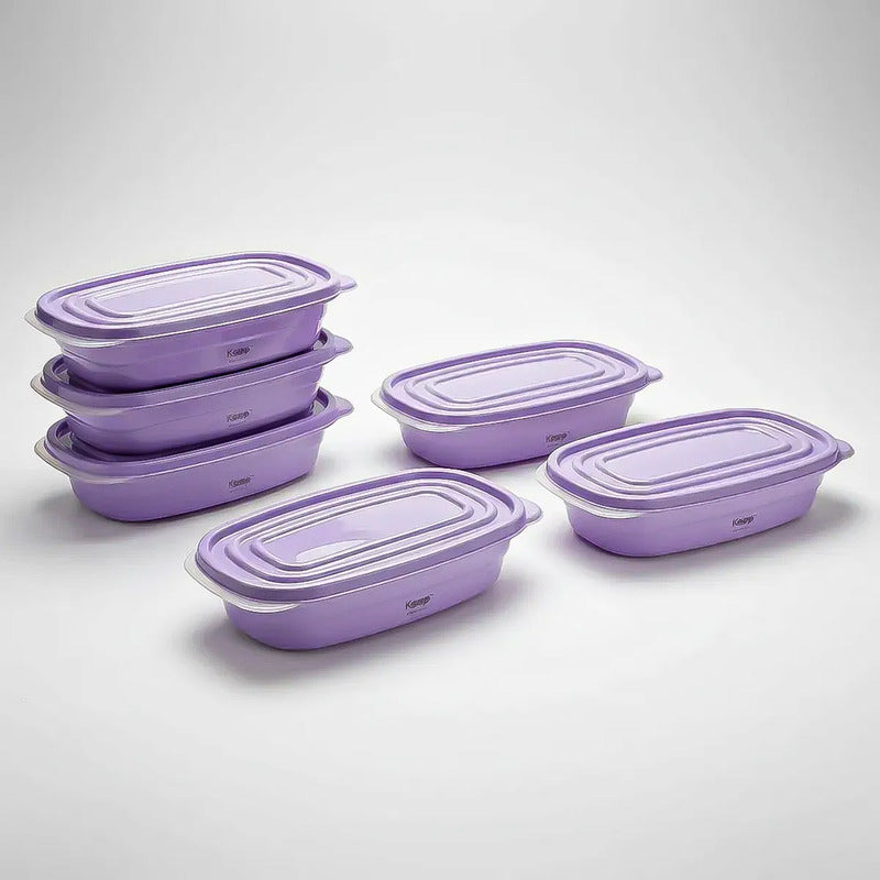 Pack 6 Taper Keep Tupper Plastico Contenedor Alimentos 950ml Lila