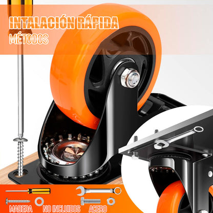 Ruedas Giratorias Para Carros Ruedas Muebles Rueda Con Freno Naranja/negro