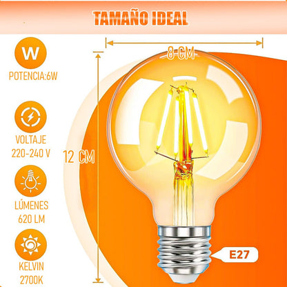 Ampolleta Led 6w Ampolleta Vintage Bombilla Led E27 Ampollet Cálida