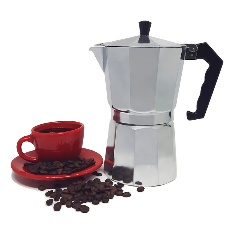 Cafetera Italiana Coffee ++ Aluminio 6 Tazas Gris Expreso Cocina