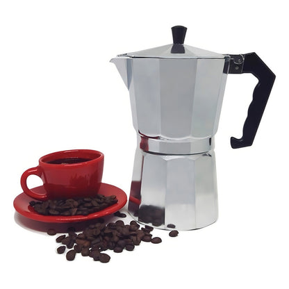 Cafetera Italiana Coffee ++ Aluminio 6 Tazas Gris Expreso Cocina