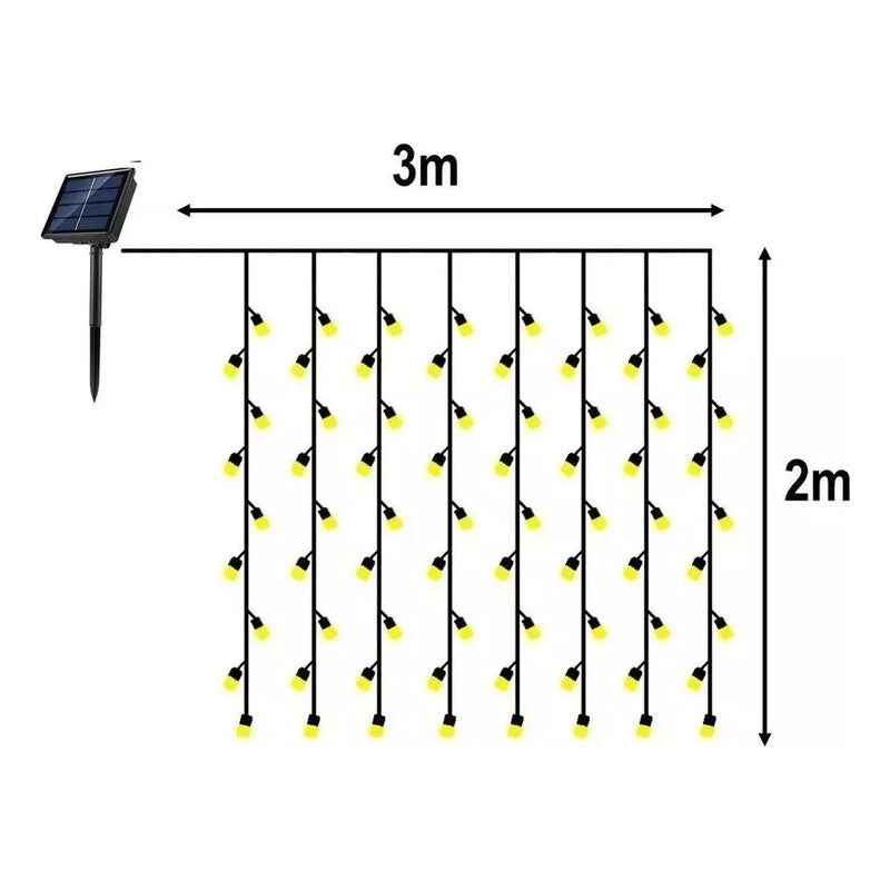 X2 Cortina Cascada Luces Hada Solar Luces Led Navidad 3x2