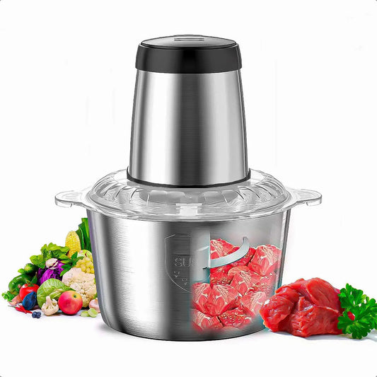 Procesador De Alimentos Okshop Picatodo Eléctrico De Acero Inoxidable Y 2 L Gris