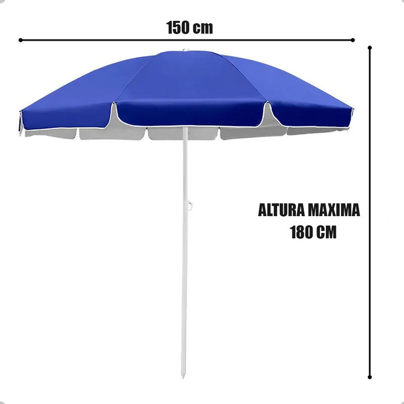 Pack X2 Quitasol Grande Sombrilla De Playa Verano 150 Cm