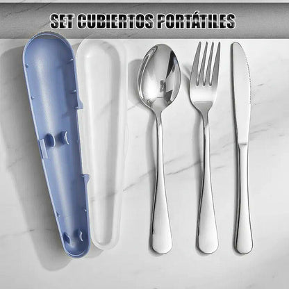 Set De Cubiertos Keep Cubiertos Portatiles Cubiertos Viaje Verde