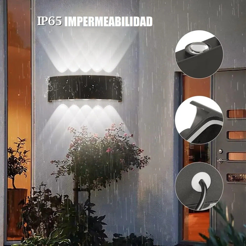 Pack 2 Aplique Muro Luces Led Para Muro Lampara De Pared 10w Negro