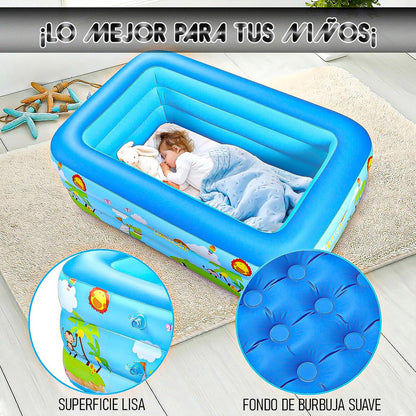 Piscina Inflable Rectangular De 1.5 M Para Niños Con Válvula De Desagüe Azul