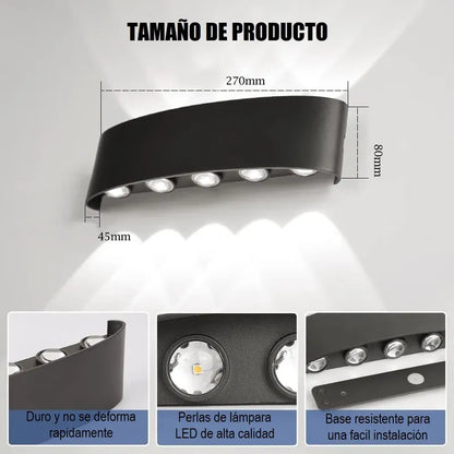 Aplique Muro Luces Led Para Muros Lampara De Pared 10w Luces Negro