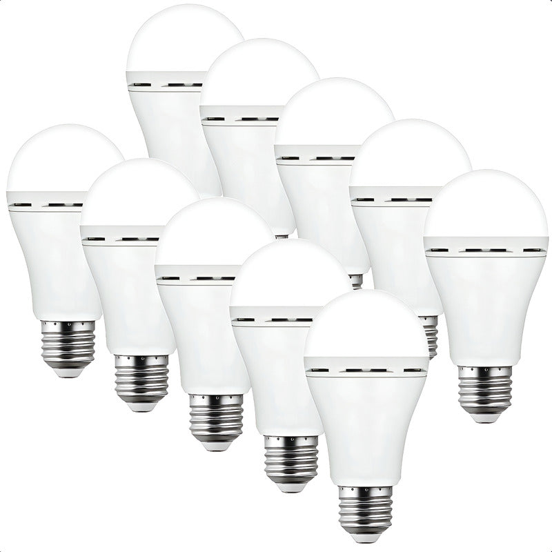 X10 Ampolleta Recargable Led 12w Ampolletas De Emergencia  Blanco Frío