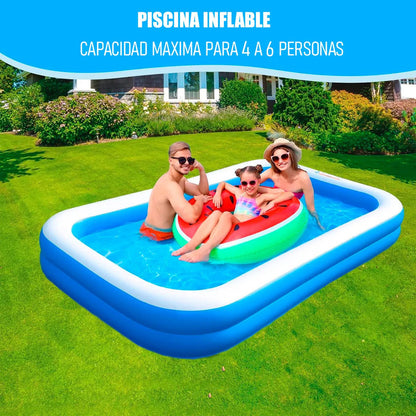 Piscina Para Niños Piscina Rectangular Familiar 260x170x50cm Piscinas Inflables Rectangulares Plastico 800l Piscina Plastica Mediana Libre Bpa Pvc Plegable Piscina Pelotas Okshop Azul