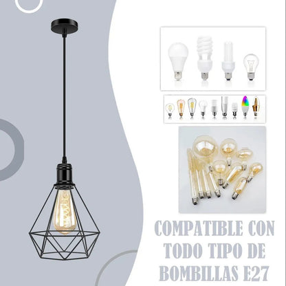 Lámpara Colgante De Techo Negra Okshop Para Comedor Y Dormitorio Negro